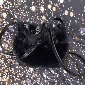 Fur black mini bag